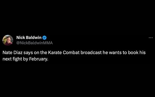 Diaz's comment on Karate Combat (via @NickBaldwinMMA on X)