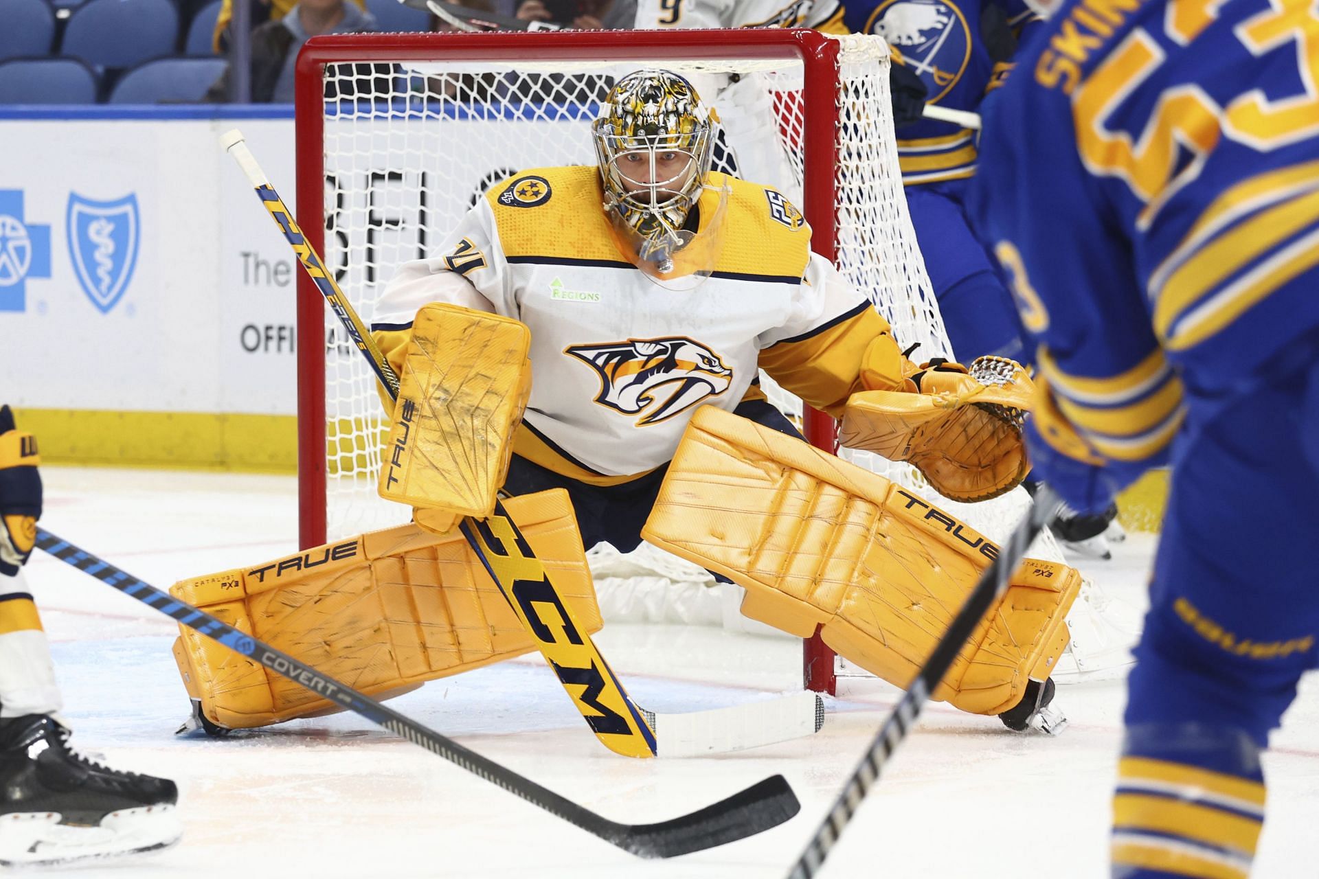 Juuse Saros of the NHL&#039;s Nashville Predators