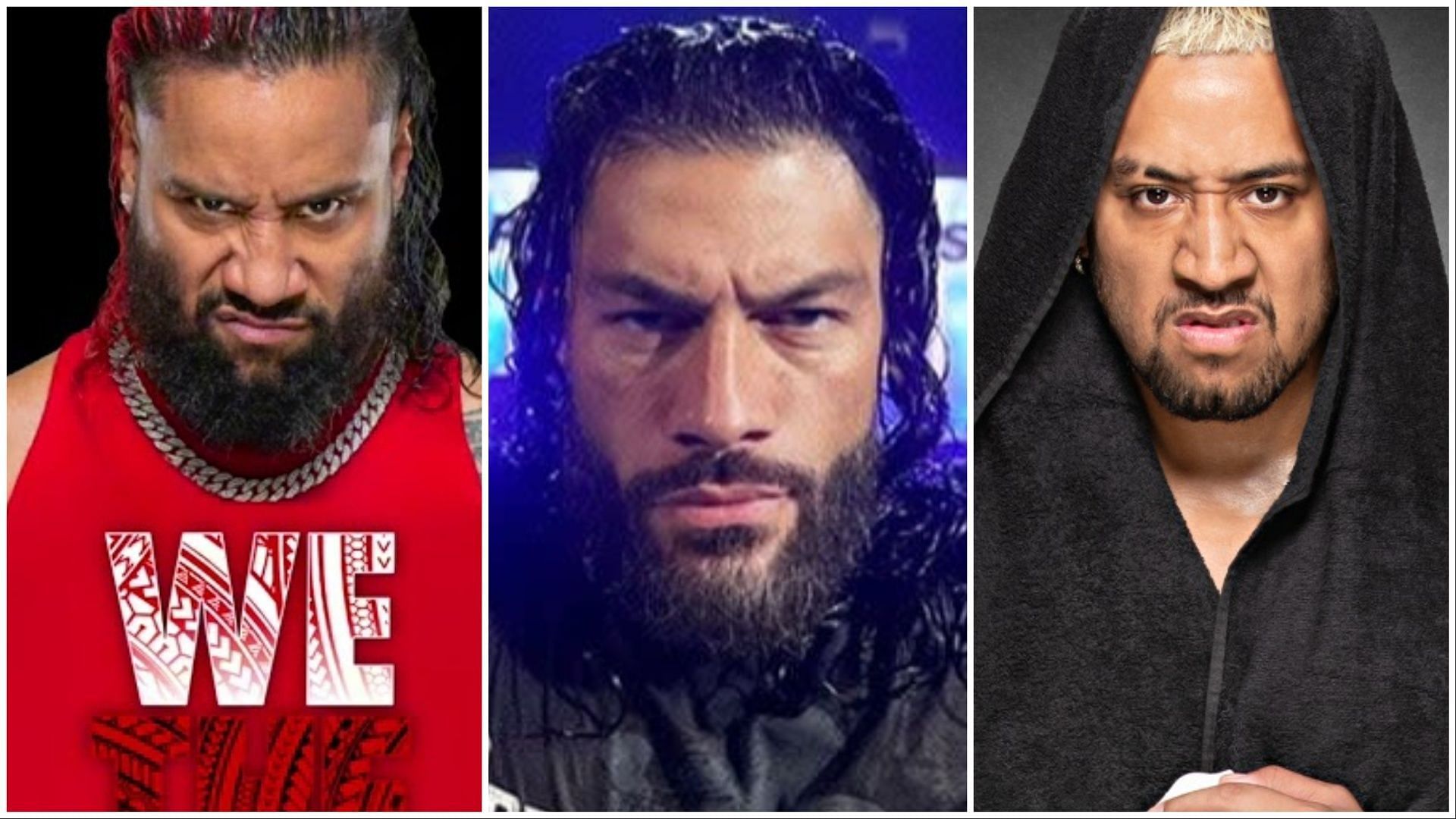 Current members of The Bloodline: Jimmy Uso, Roman Reigns, and Solo Sikoa