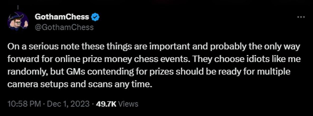 I suck a**” - GothamChess hilariously responds to Chess.com after they want  to check his account for cheating protocol