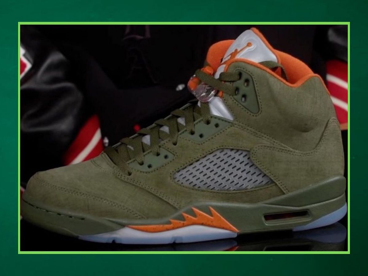 Jordan brand&rsquo;s Spring 2024 lineup: Air Jordan 5 &ldquo;Olive&rdquo; sneakers (Image via SBD)