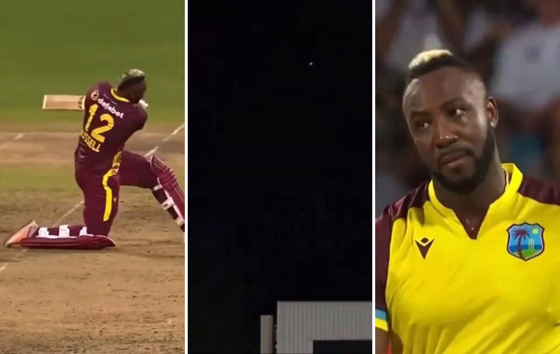 Andre Russell shone with bat and bowl in the T20I series opener. (Pics: FanCode) 