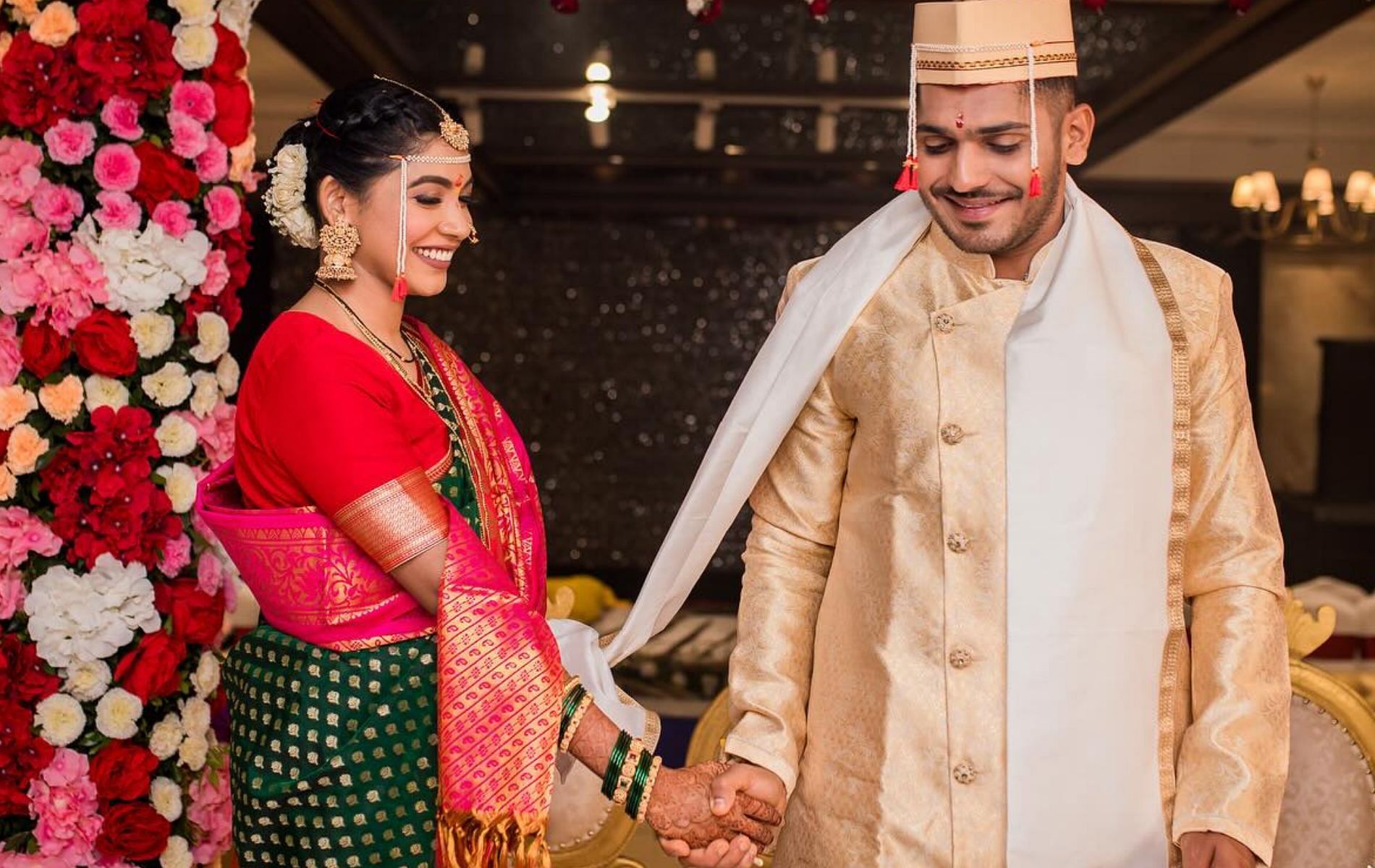 Newly weds Nabha Gaddamwar (L) with Tushar Deshpande (R). (Pic: Instagram)