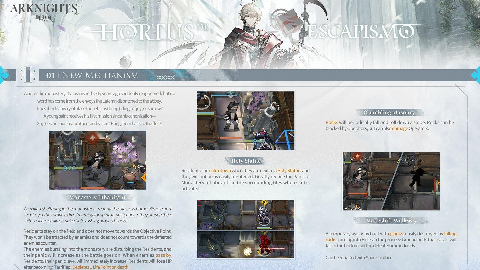 A brief overview of Arknights&#039; new gameplay mechanics in Hortus de Escapismo. (Image via Hypergryph)