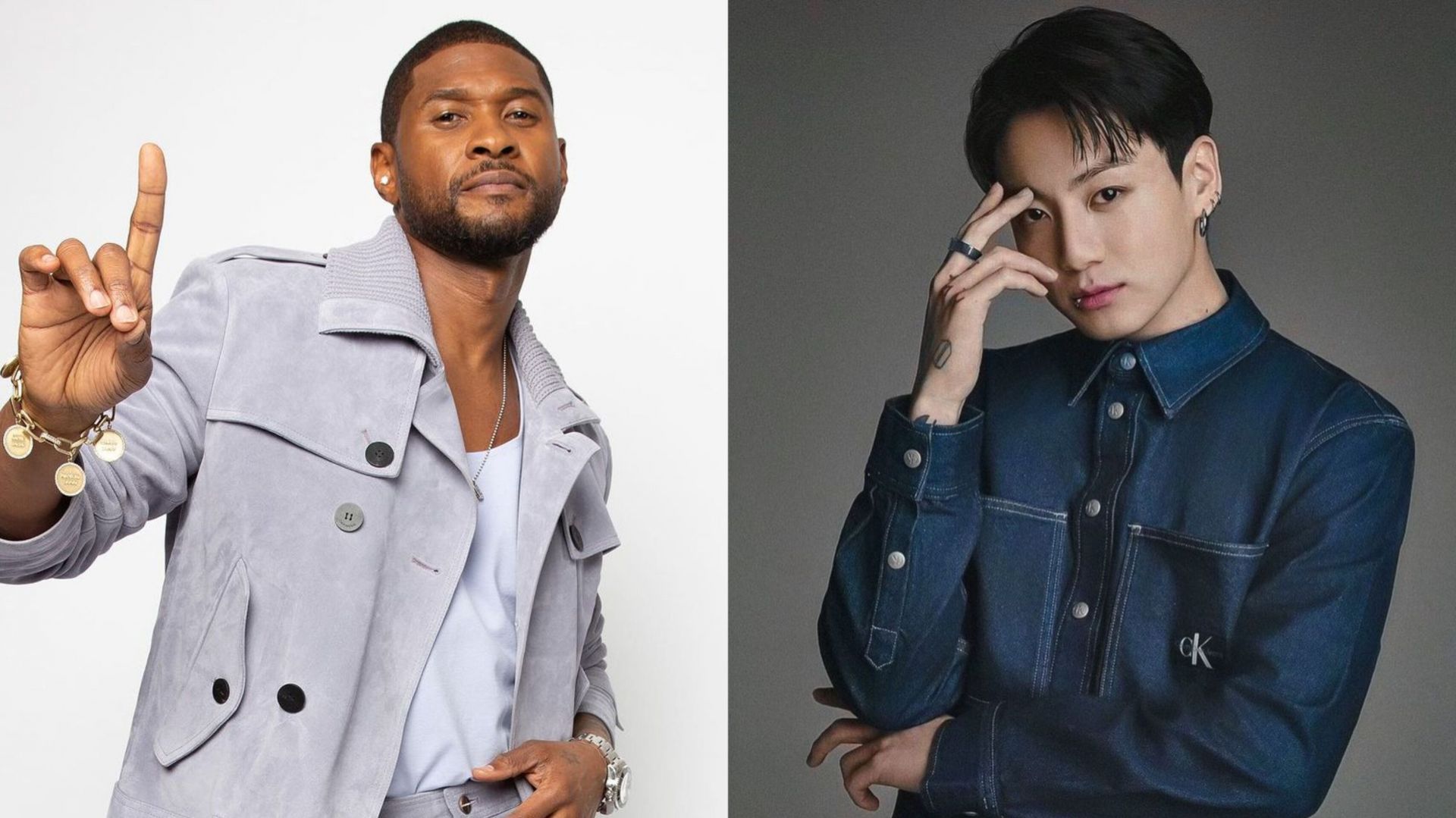 Featuring Usher and Jungkook (Image via Usher and Calvin Klein Instagram)