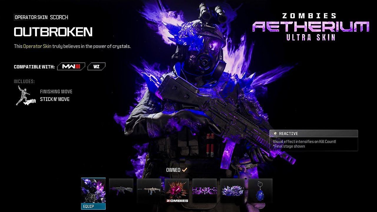 Outbroken Operator cosmetic for Scorch (Image via Activision and youtube.com/@TheCODInspector)