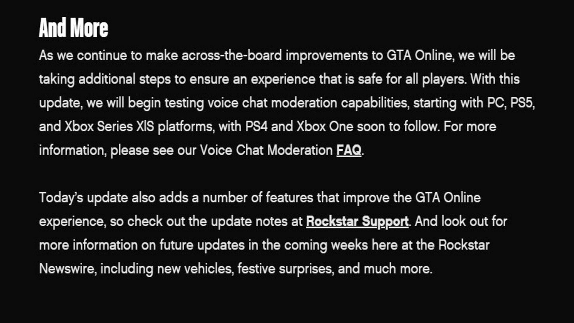 A screenshot of the message from the latest Rockstar Games Newswire (Image via Rockstar Games)