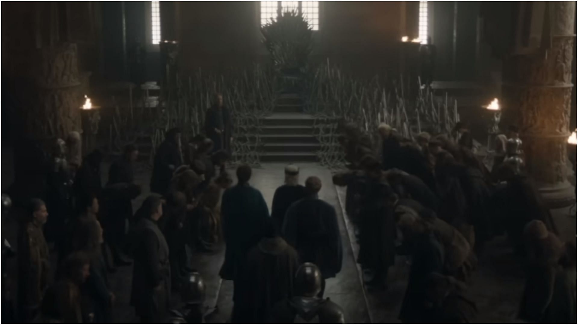 Prince / King Aegon II Targaryen approaching the Iron Throne. (Photo via YouTube/Max)