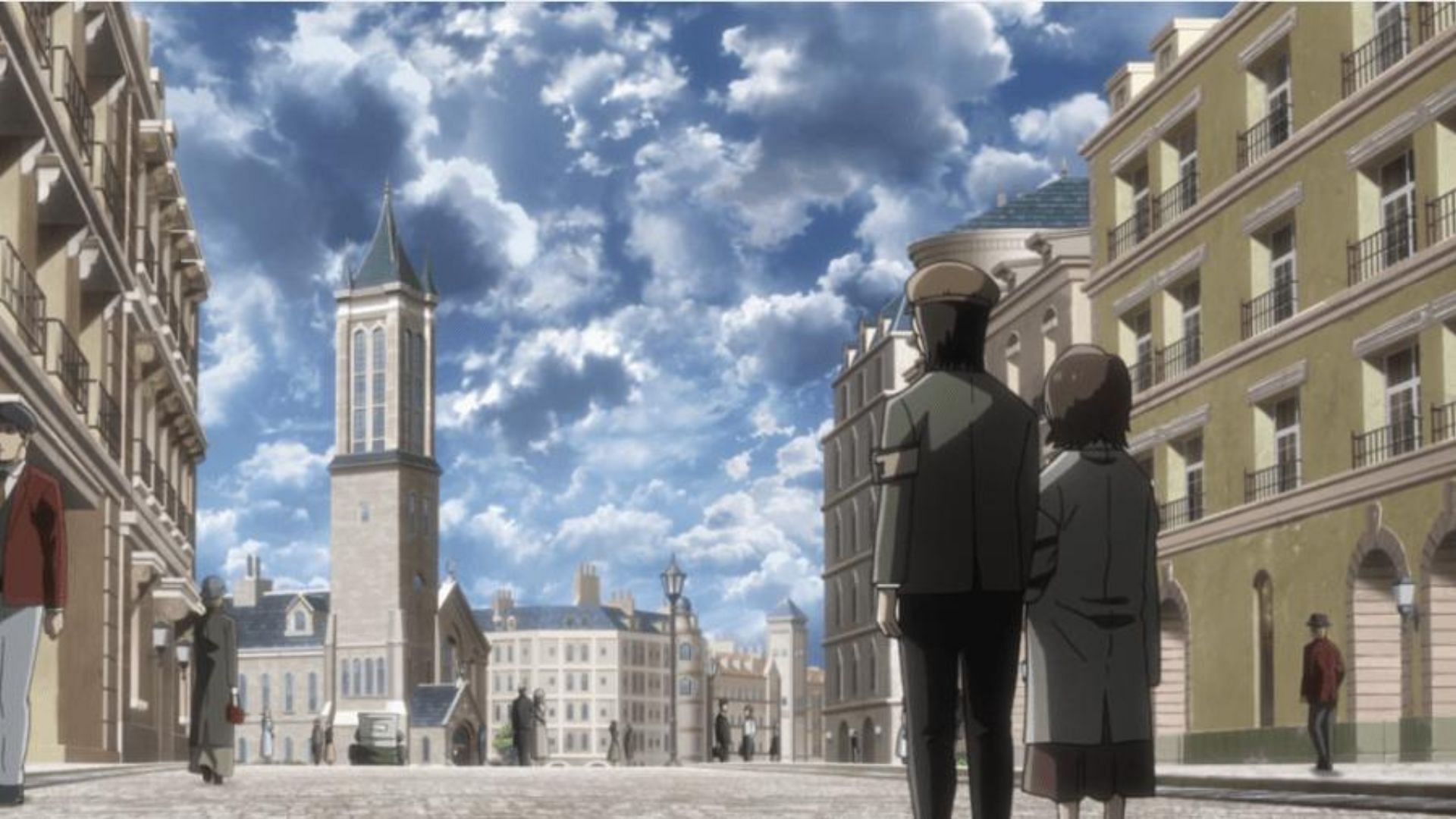 A Marleyan city as shown in the anime (Image via MAPPA)