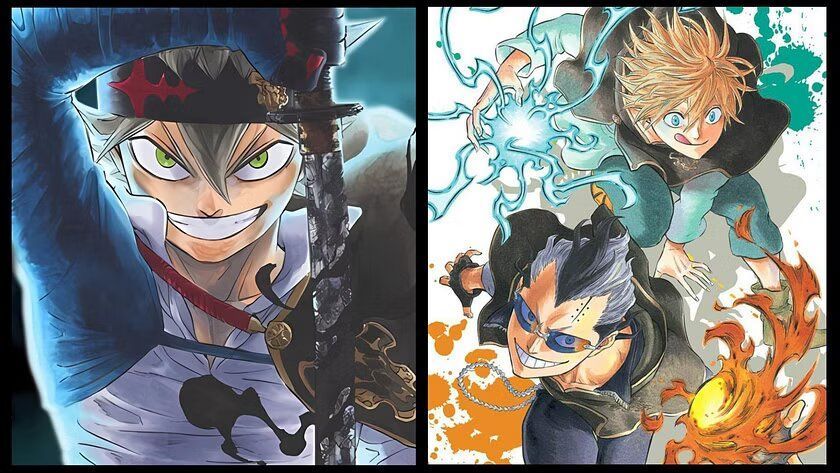 Yuki Tabata&#039;s artwork of Asta, Magna, and Luck (Image via Giga Jump).