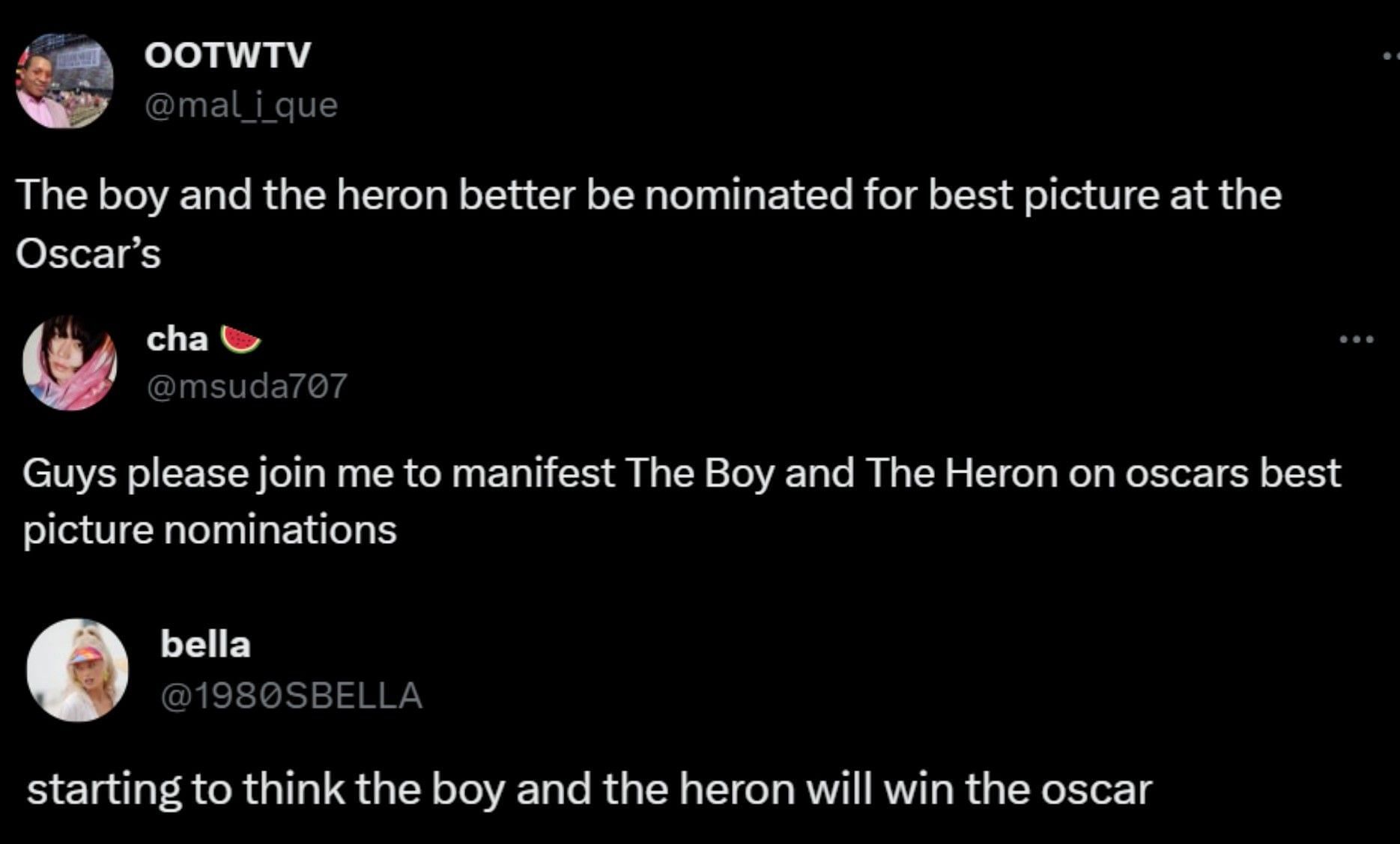 Fans hope to see The Boy and The Heron get nominated for the Oscars (Screengrab via X)