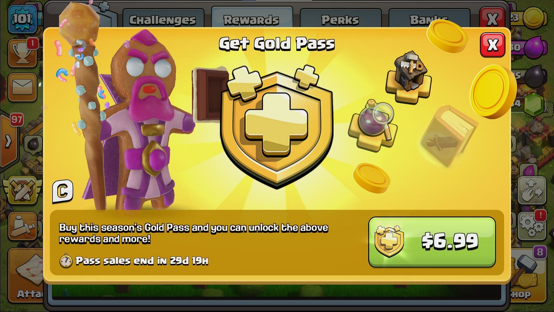 Here is the price of the December Gold Pass (Image via Clash of Clans)