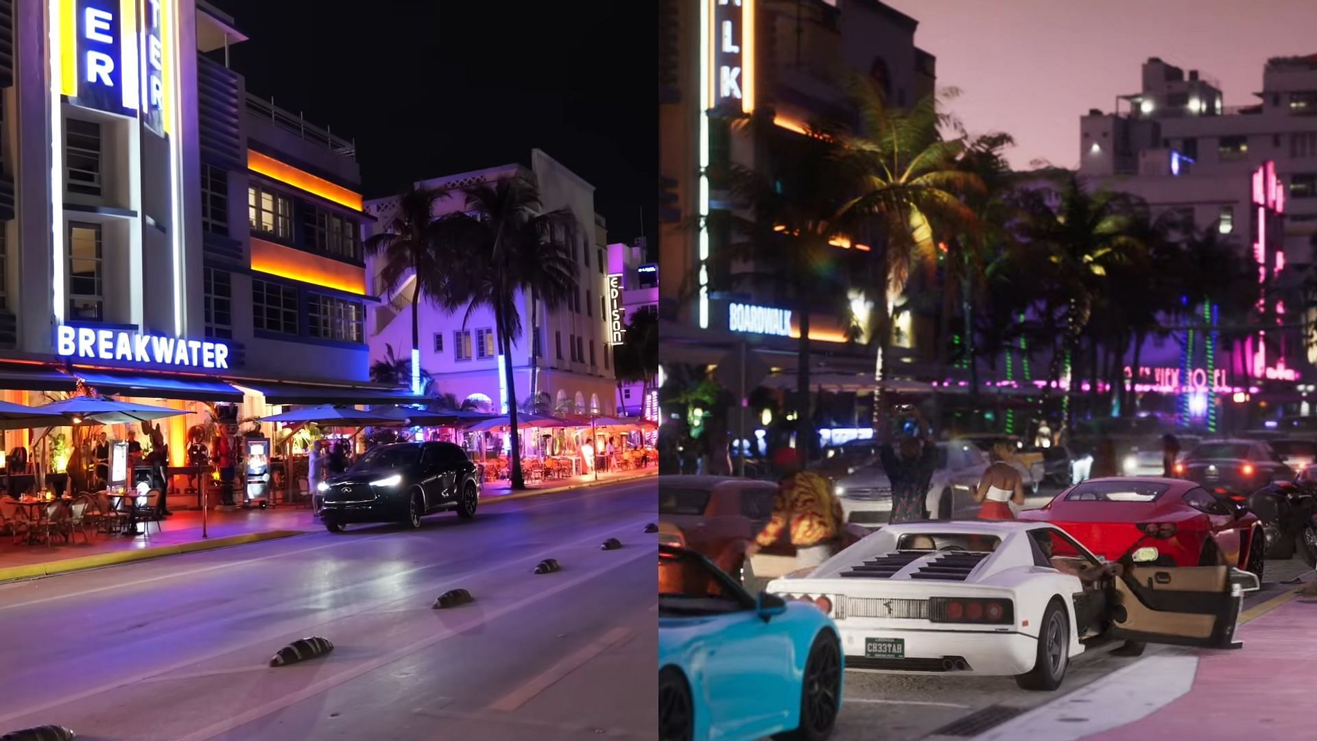 The Ocean Drive, as seen in the trailer. (Images via YouTube/@JoelFrancoVlogs, Rockstar Games)