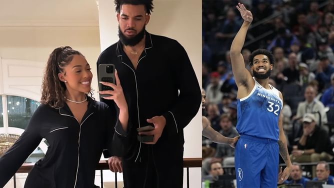 Karl-Anthony Towns and girlfriend Jordyn Woods rock matching $26 PJs on Instagram: “Twinning forever”