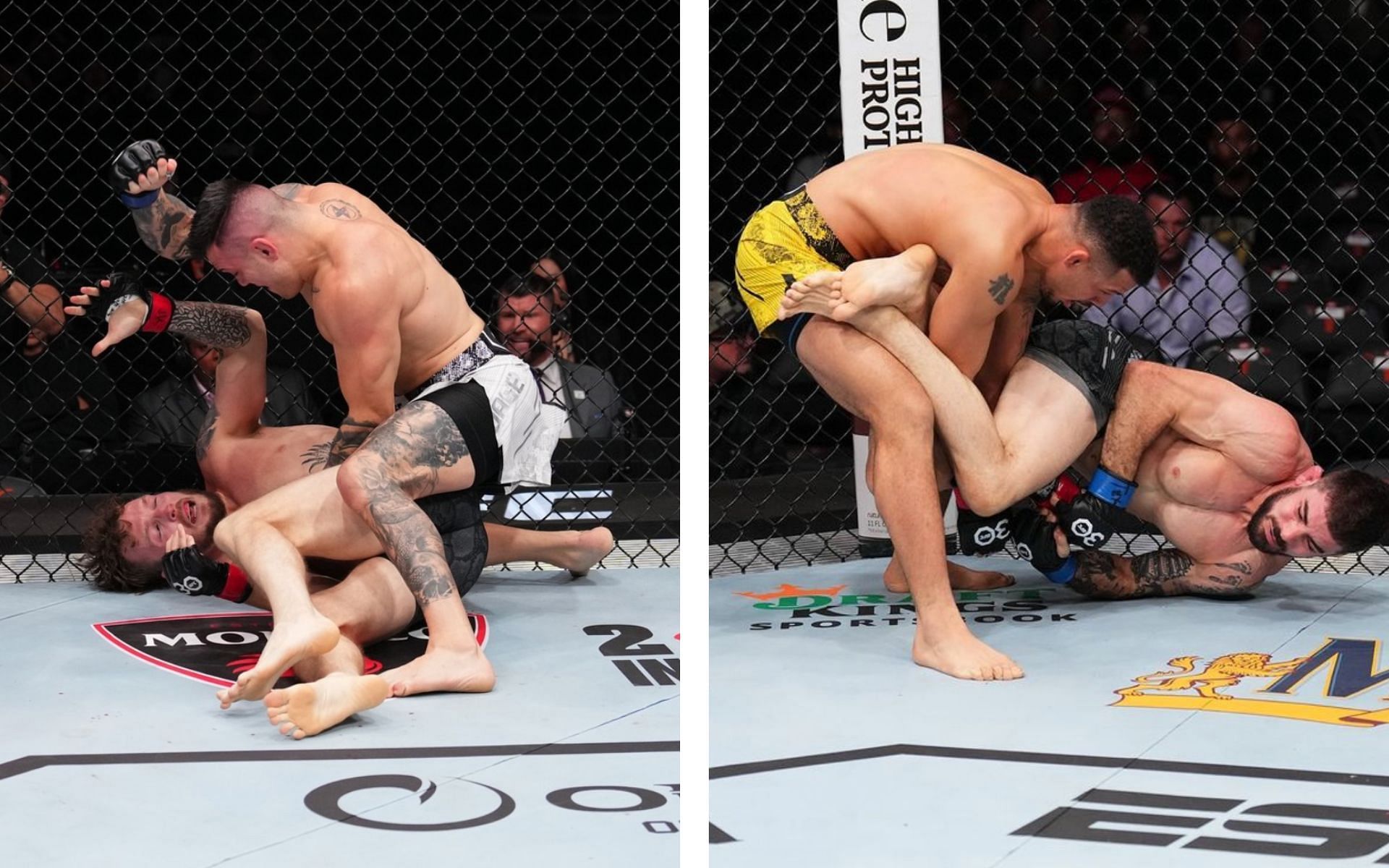 Cody Brundage (left) and Drakkar Klose (right) producing slam knockouts at UFC Austin [Photo Courtesy @ufc on Instagram]