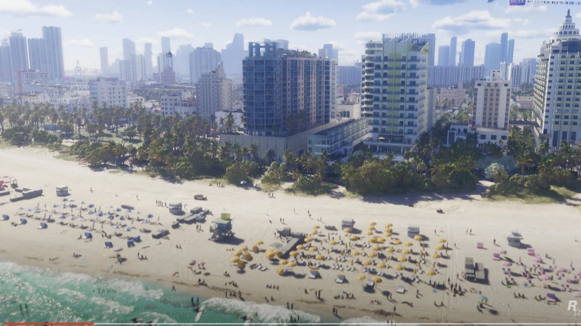 A screencap of the beach from the trailer (Image via Rockstar Games)
