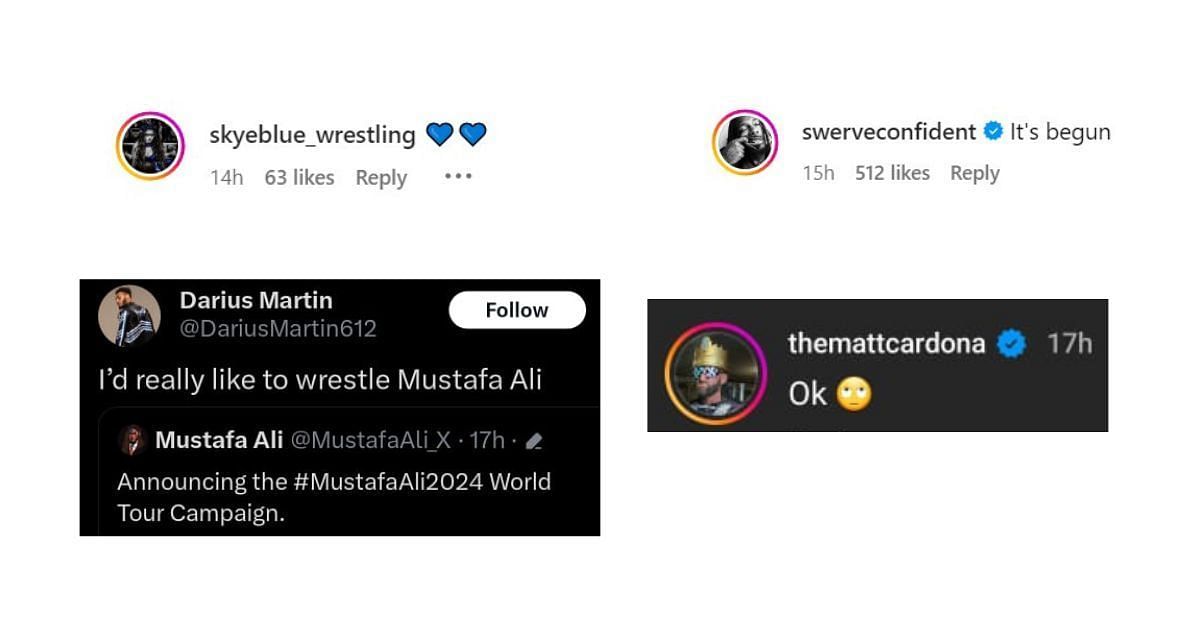 AEW stars and Matt Cardona reacted to Mustafa Ali announcing his world tour.