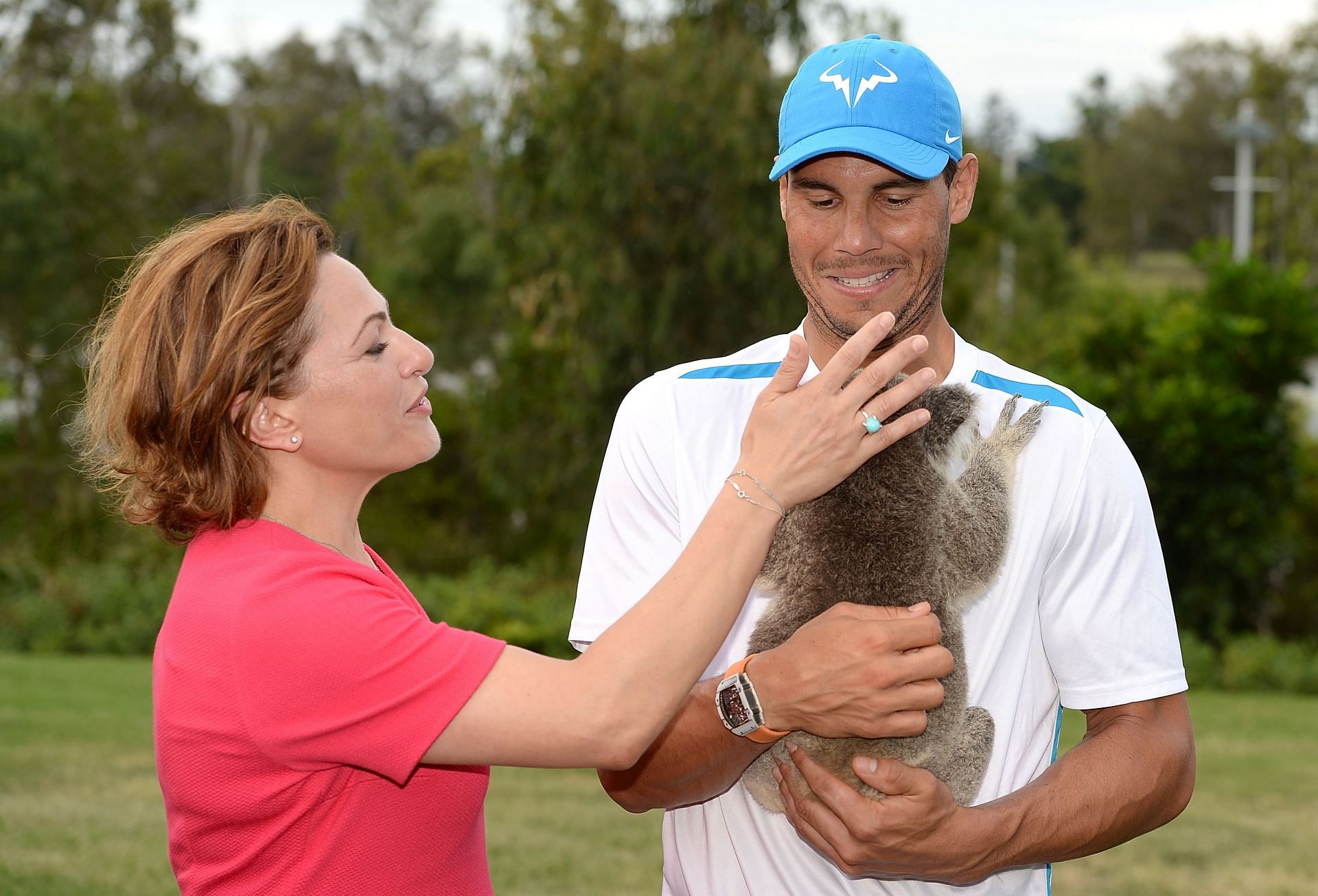 The Spaniard with a koala during the 2017 Brisbane International