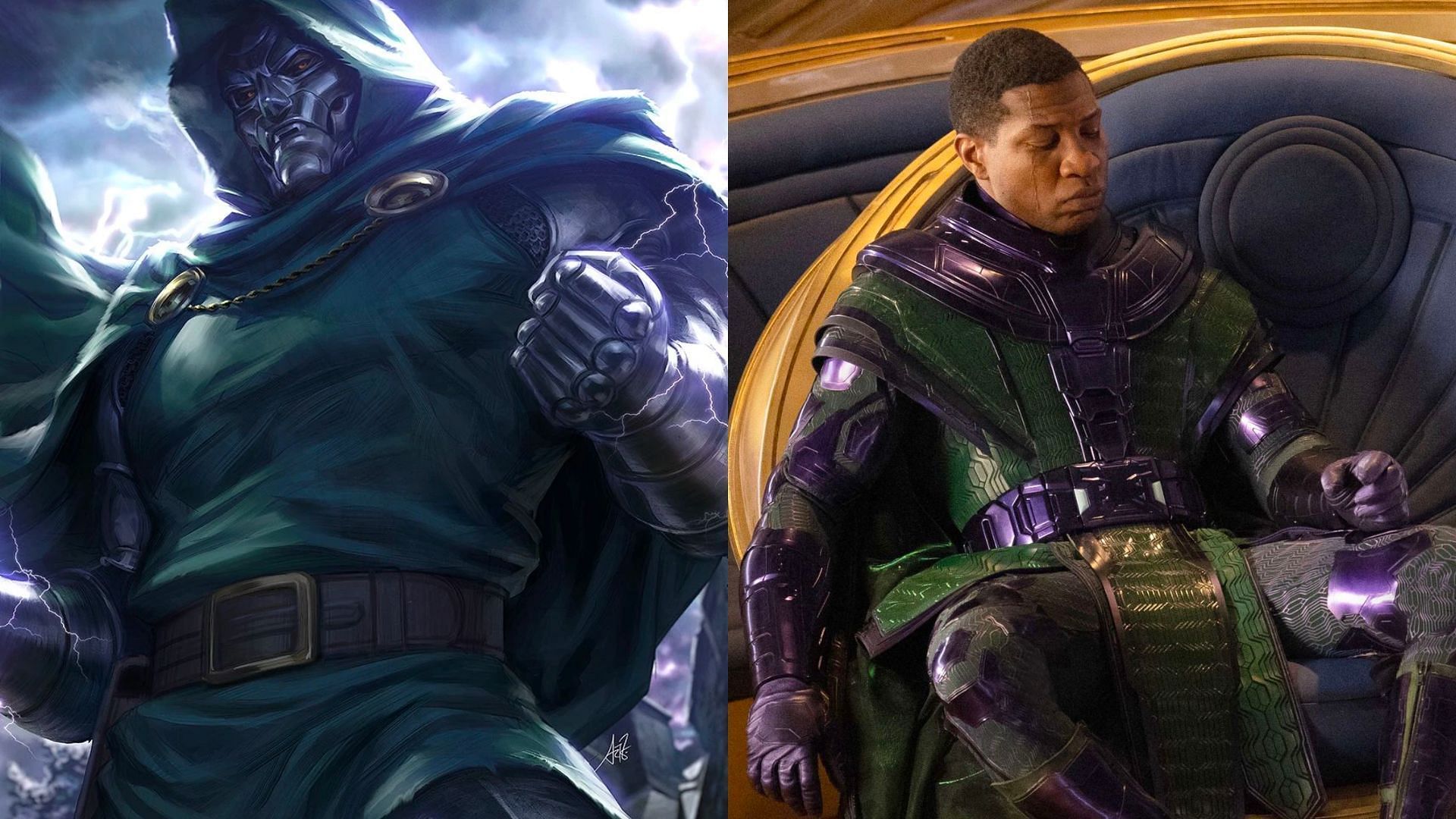 (L) Dr Doom is rumored tp be replacing (R) Kang after Jonathan Majors