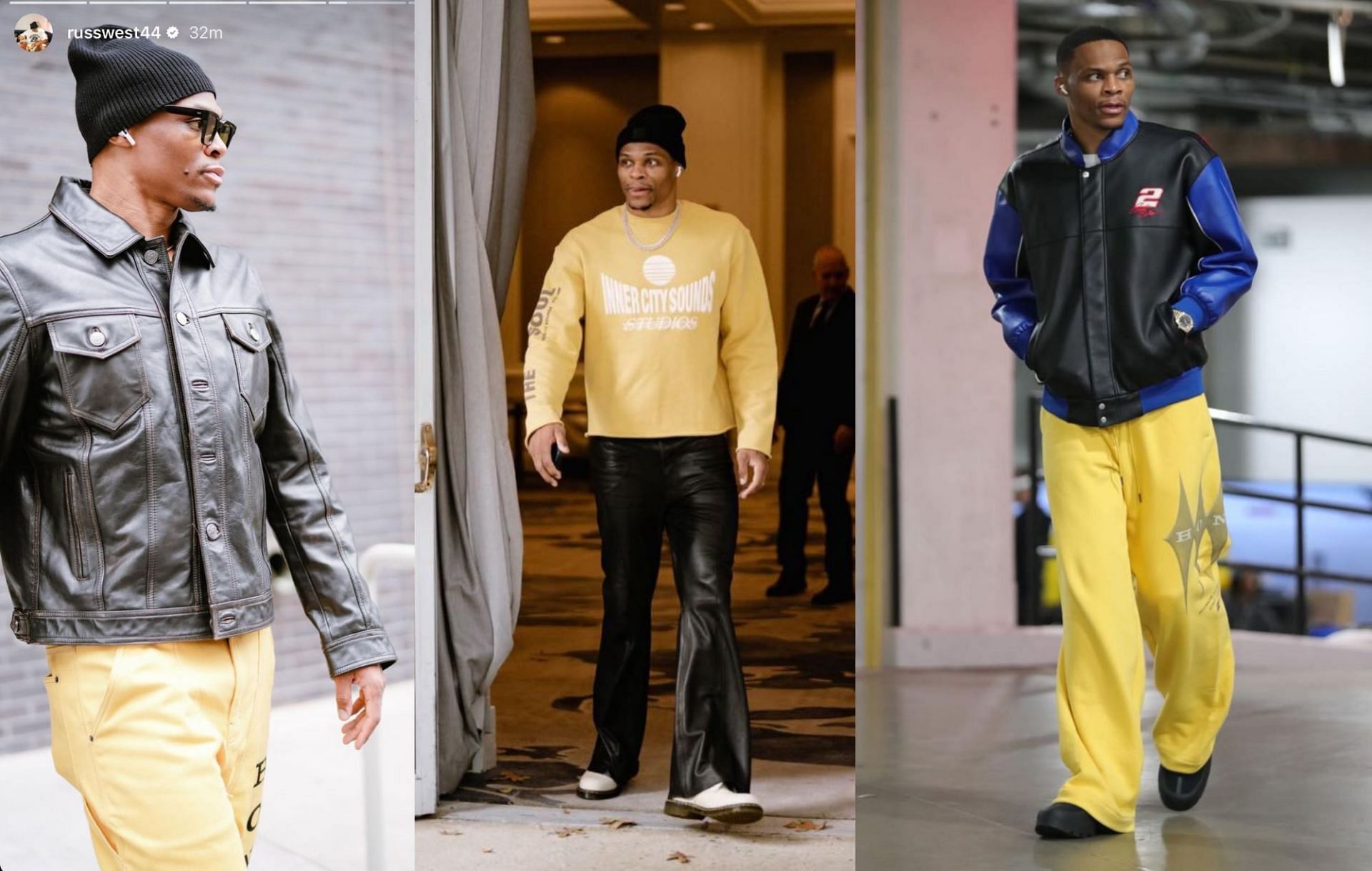 Russell Westbrook sports a bright tone of yellow along with black top or bottom