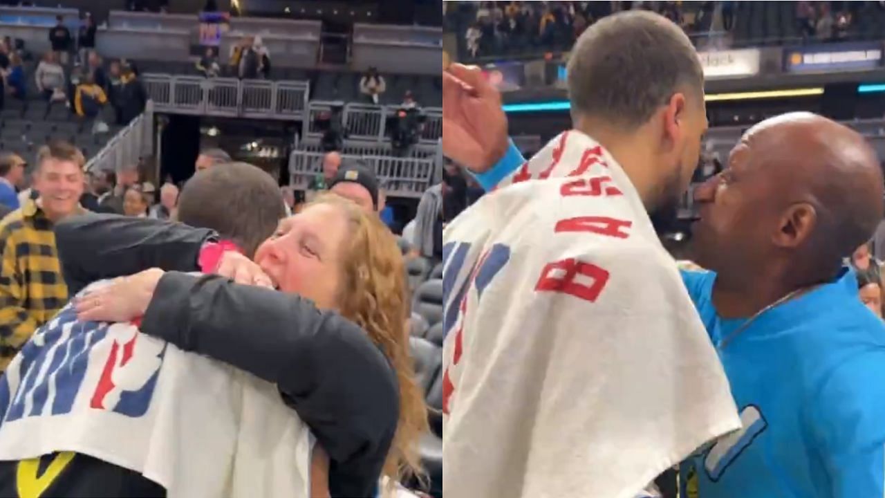 Tyrese Haliburton hugged his parents after leading the Indiana Pacers to an upset of the Boston Celtics.
