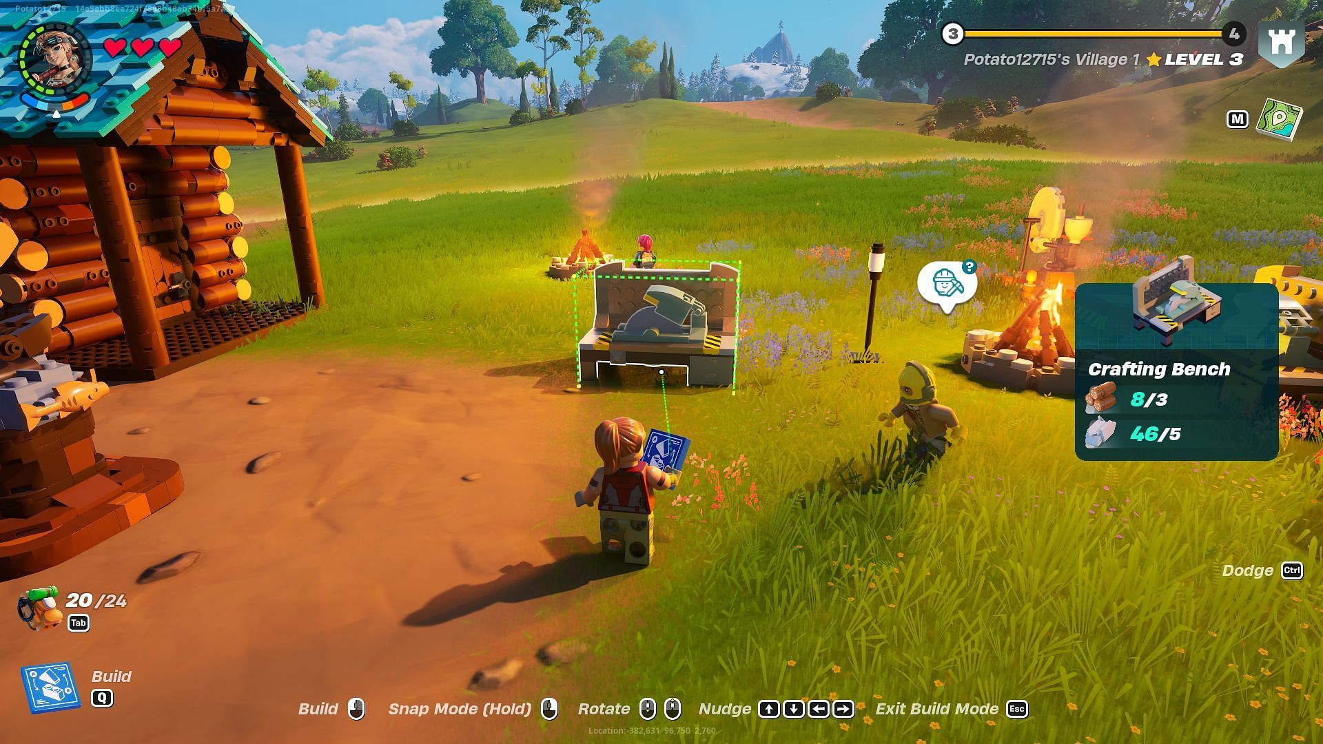 Build a Crafting Bench within the village's boundary. (Image via Epic Games)