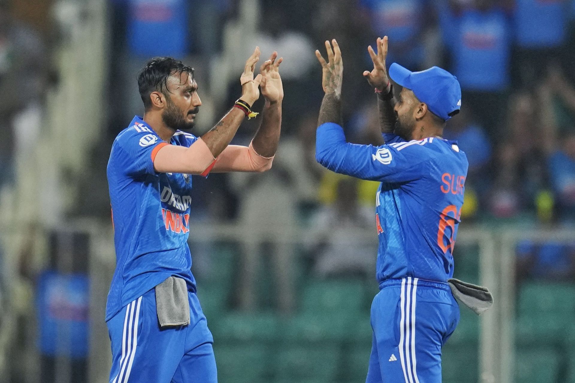 Axar Patel [left] hasn&#039;t been too involved in the series so far