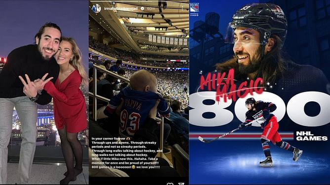 Mika Zibanejad's wife Irma posts adorable message on the occasion of Rangers forward's 800th NHL career game
