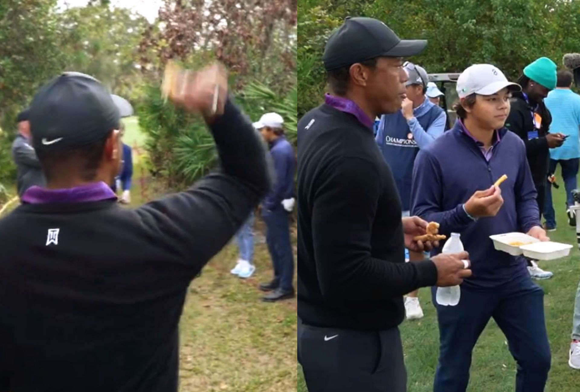 Tiger Woods and son Charlie (Image via X @NUCLRGOLF).