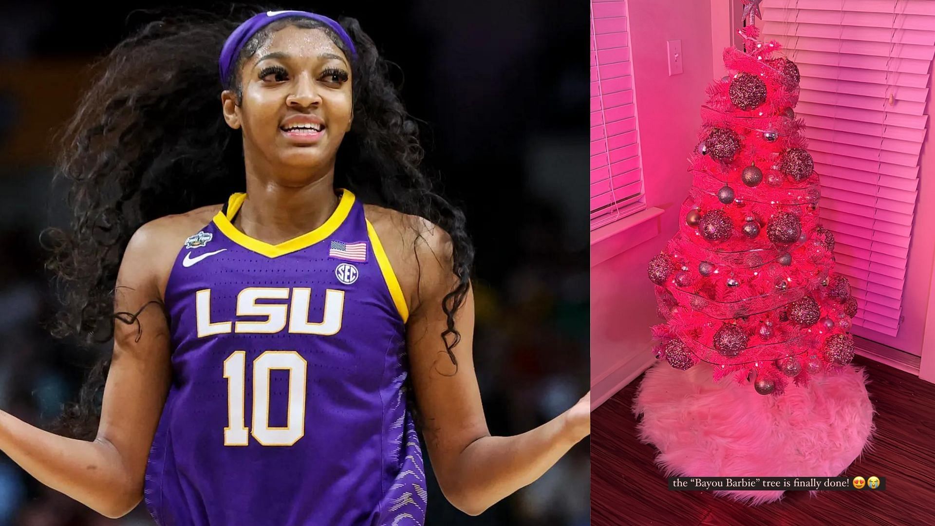 Angel Reese unveils festive &quot;Bayou Barbie&quot; Christmas tree