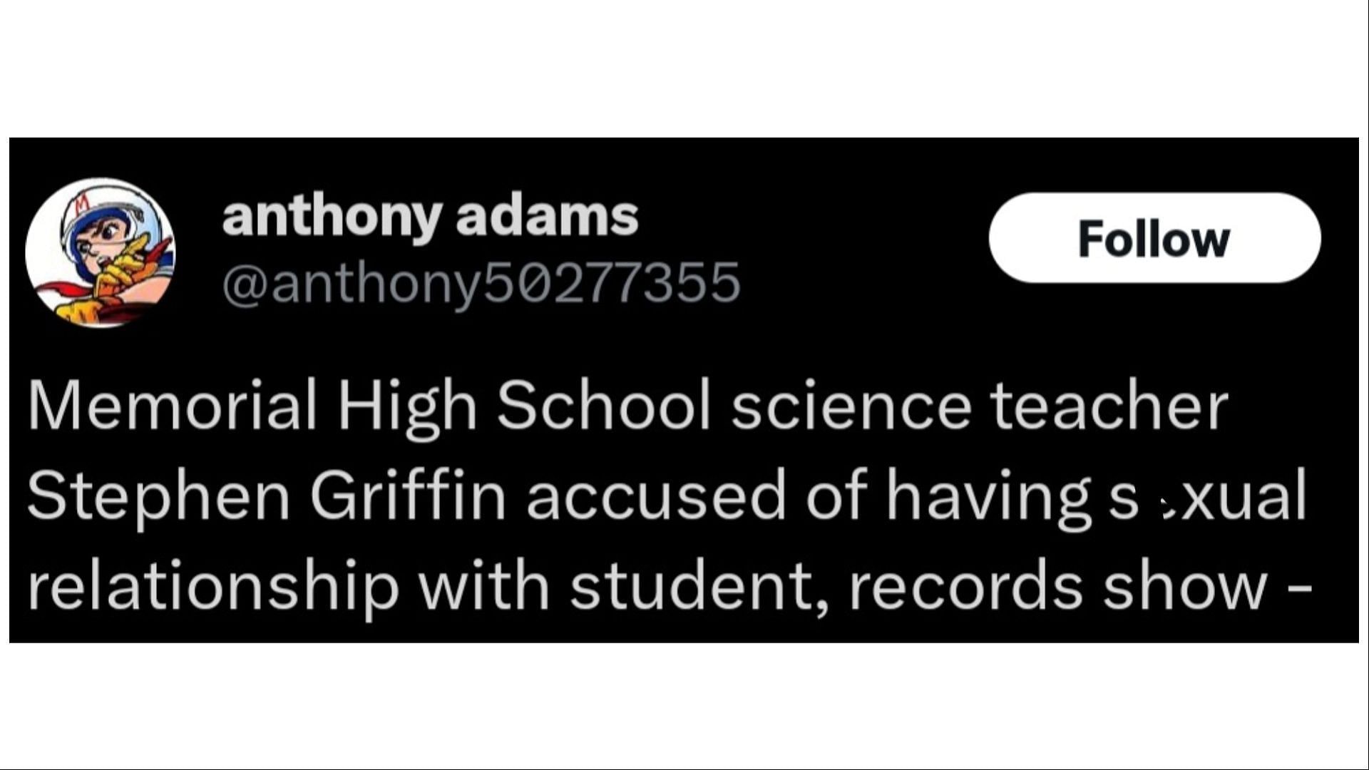 Griffin&#039;s next court appearance has been scheduled for February, (Image via anthony adams/X)