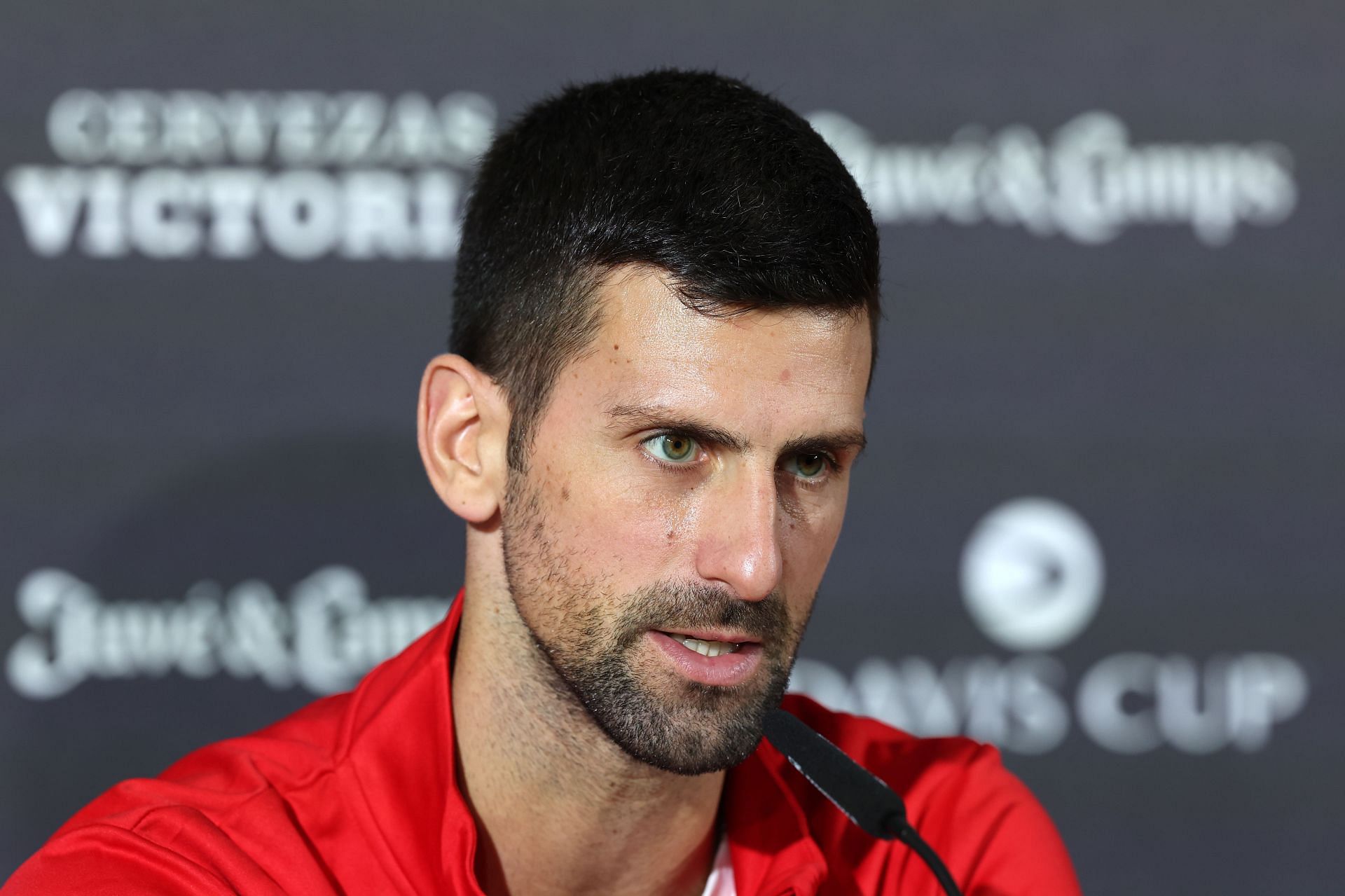 Novak Djokovic addresses a press conference: Davis Cup Final