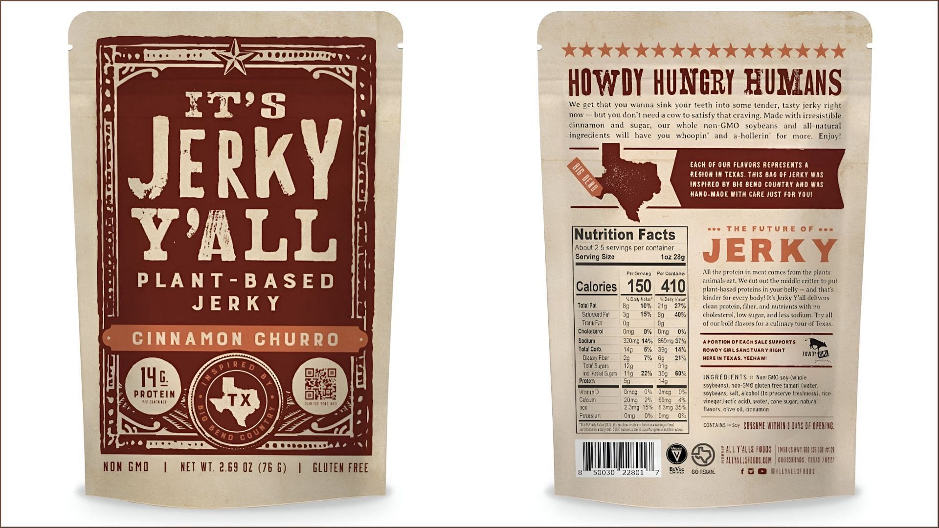 The Cinnamon Churro Jerky is available nationwide starting December 8 (Image via Y&#039;alls Foods)