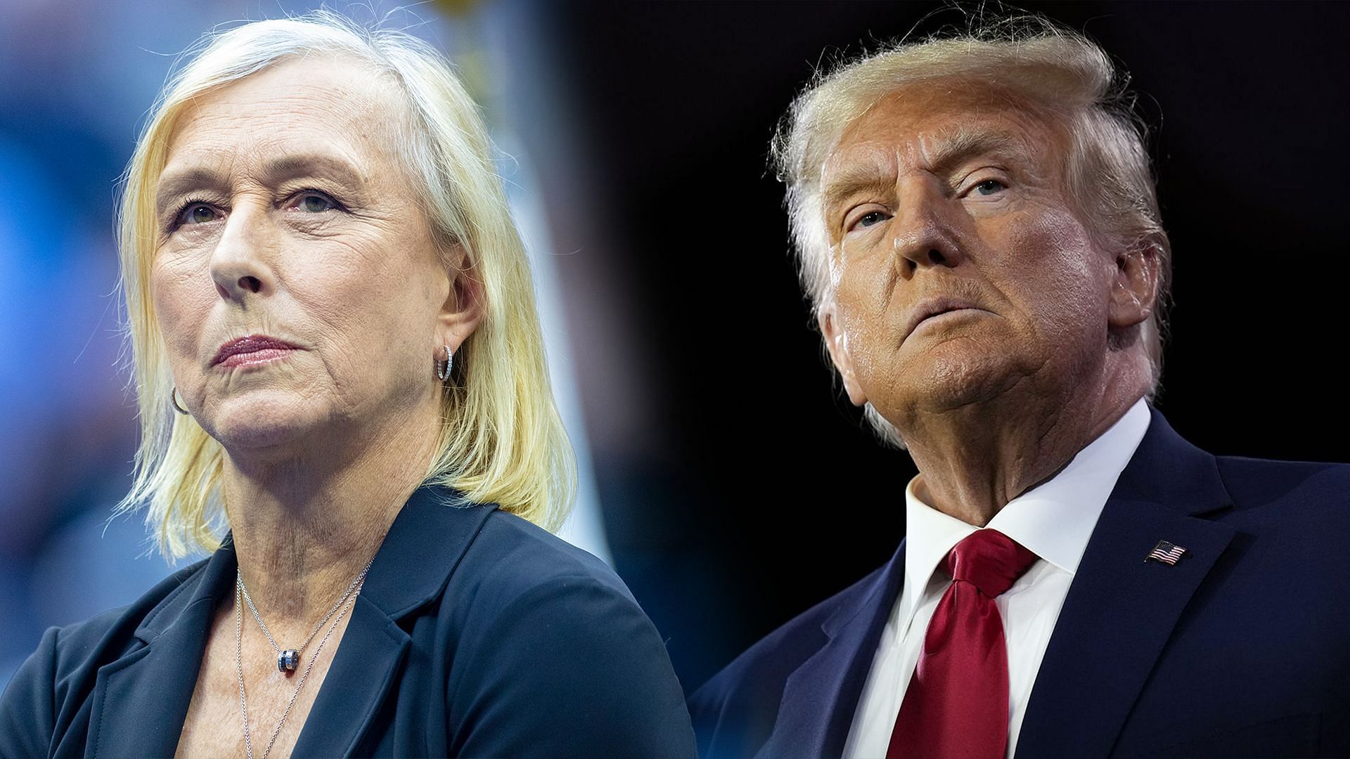 Martina Navratilova (L) and Donald Trump (R)