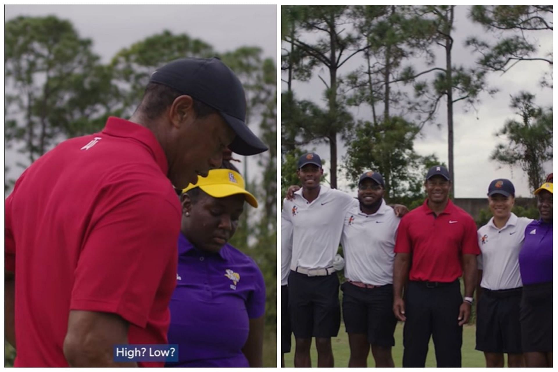 Tiger Woods gives golf tutorial to a young golfer (Image via Instagram.com/PGATour)