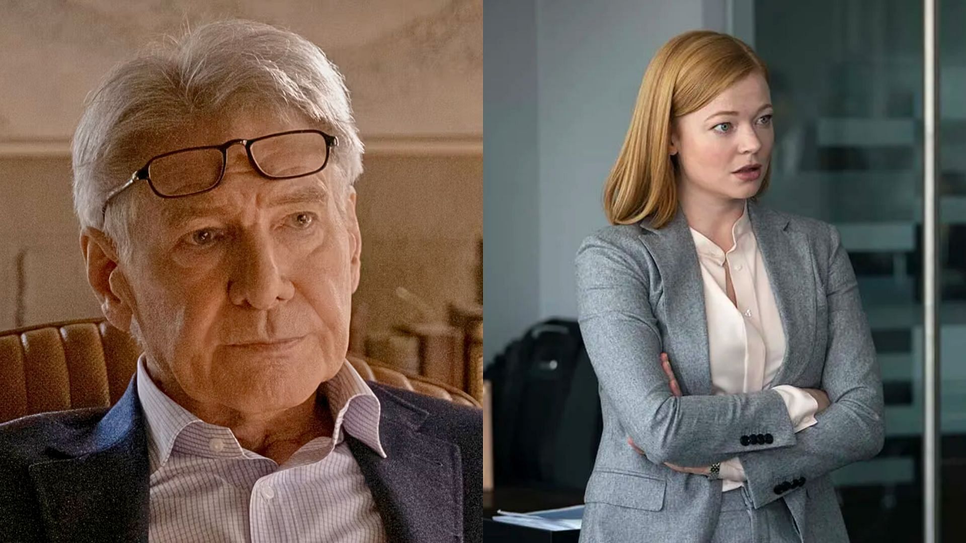 (L) Harrison Ford and (R) Sarah Snook are two of the top drama performers in 2023 (Images via Apple TV+ and HBO)
