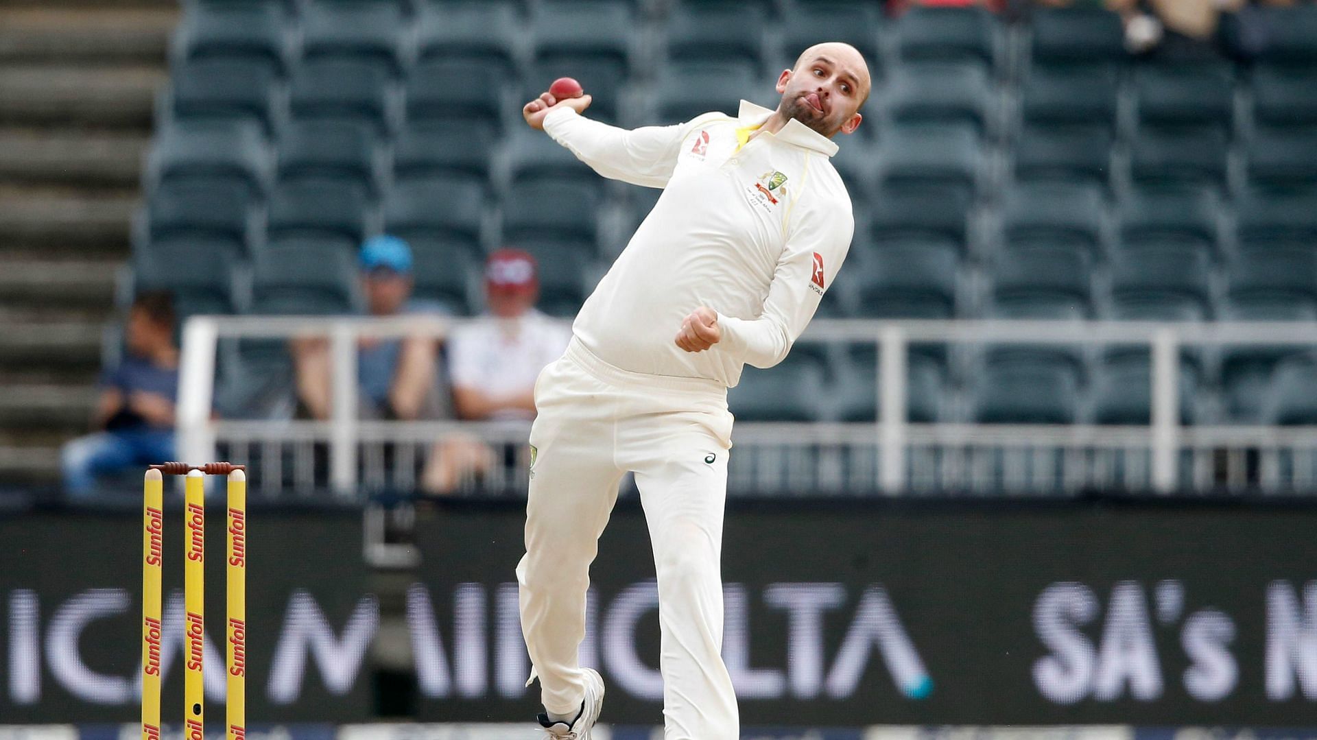 Nathan Lyon in action (Image Courtesy: ICC Cricket)