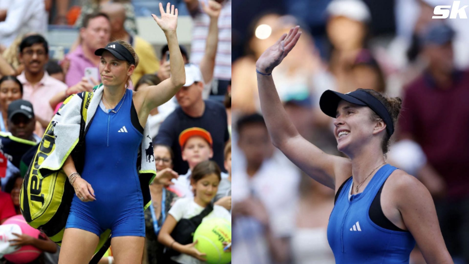 Elina Svitolina and Carolina Wozniacki at the 2023 US Open - Getty Images