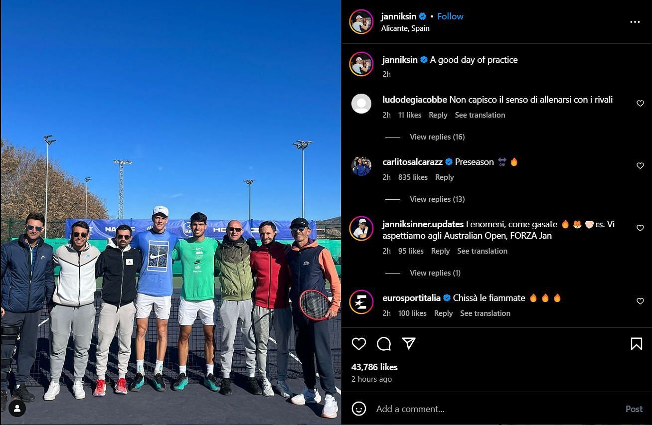 Carlos Alcaraz responds to Jannik Sinner&#039;s post on Instagram