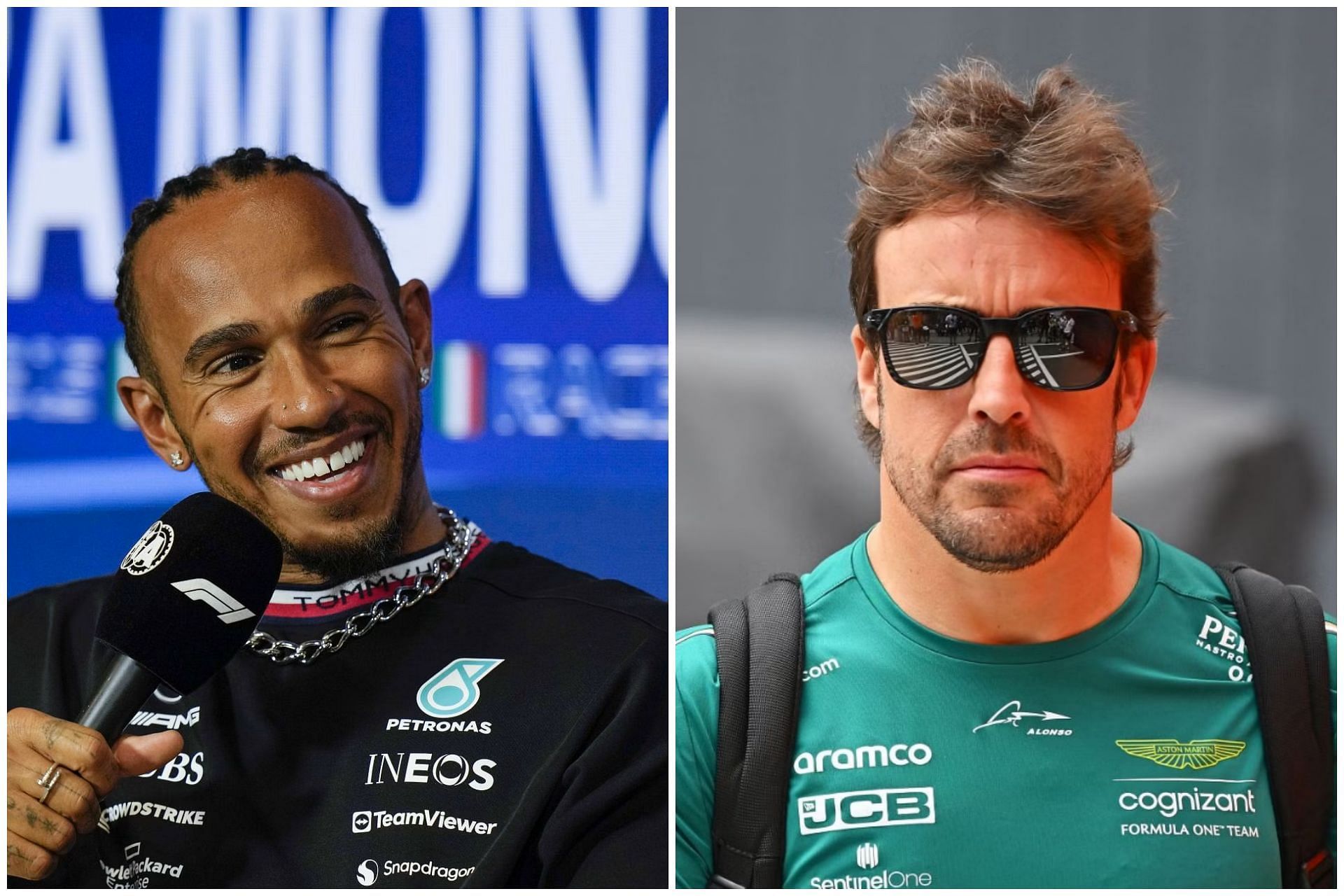 Lewis Hamilton (L) and Fernando Alonso (R) (Collage via Sportskeeda)