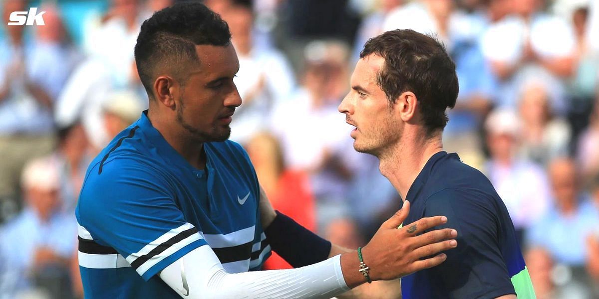 Nick Kyrgios (L) and Andy Murray