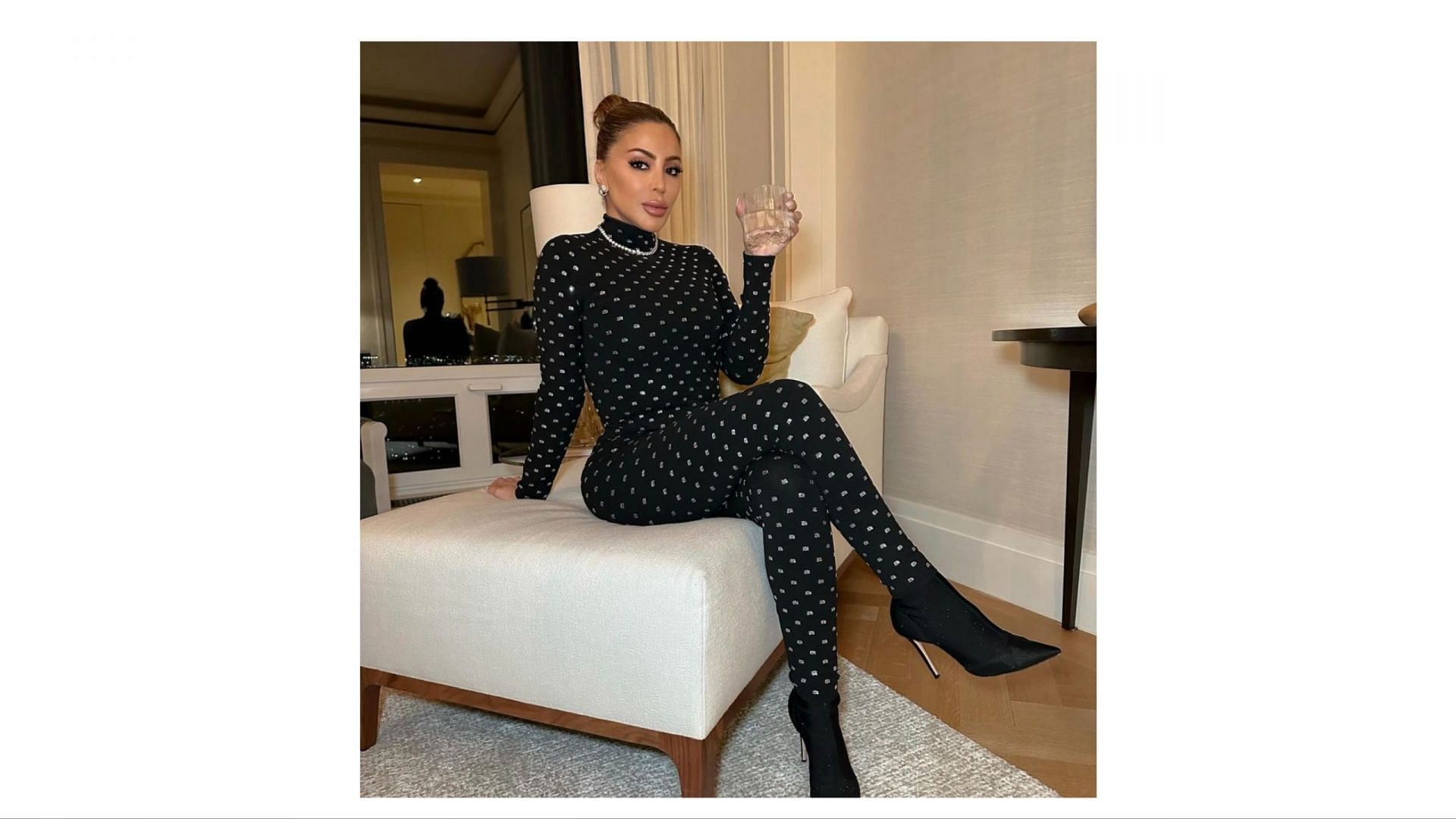 Larsa Pippen shows off in Balmain fit with $1,450 Moneta Rhinestone ankle boots