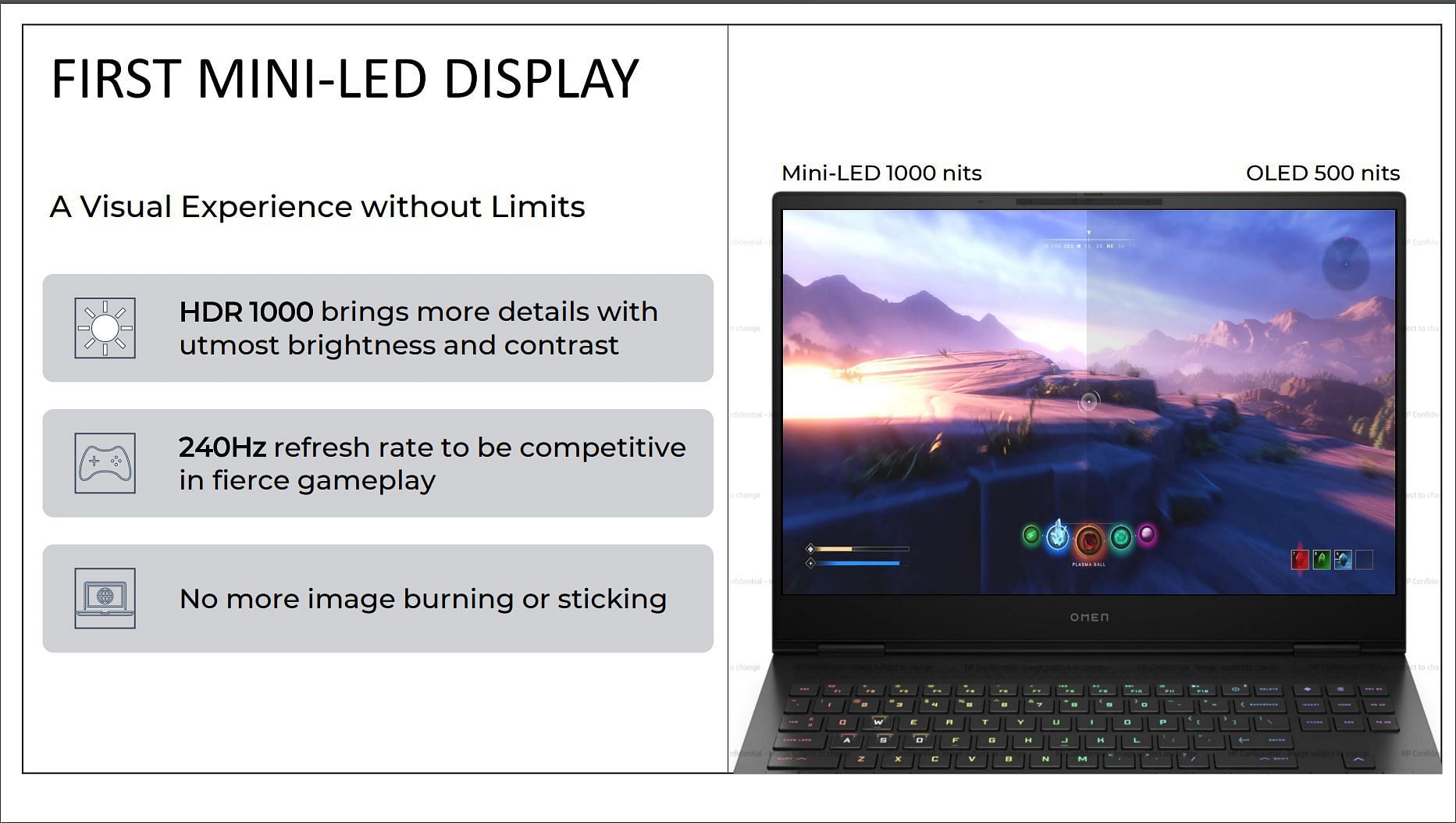 Display specifications of the HP Omen 16 ( Image via HP)