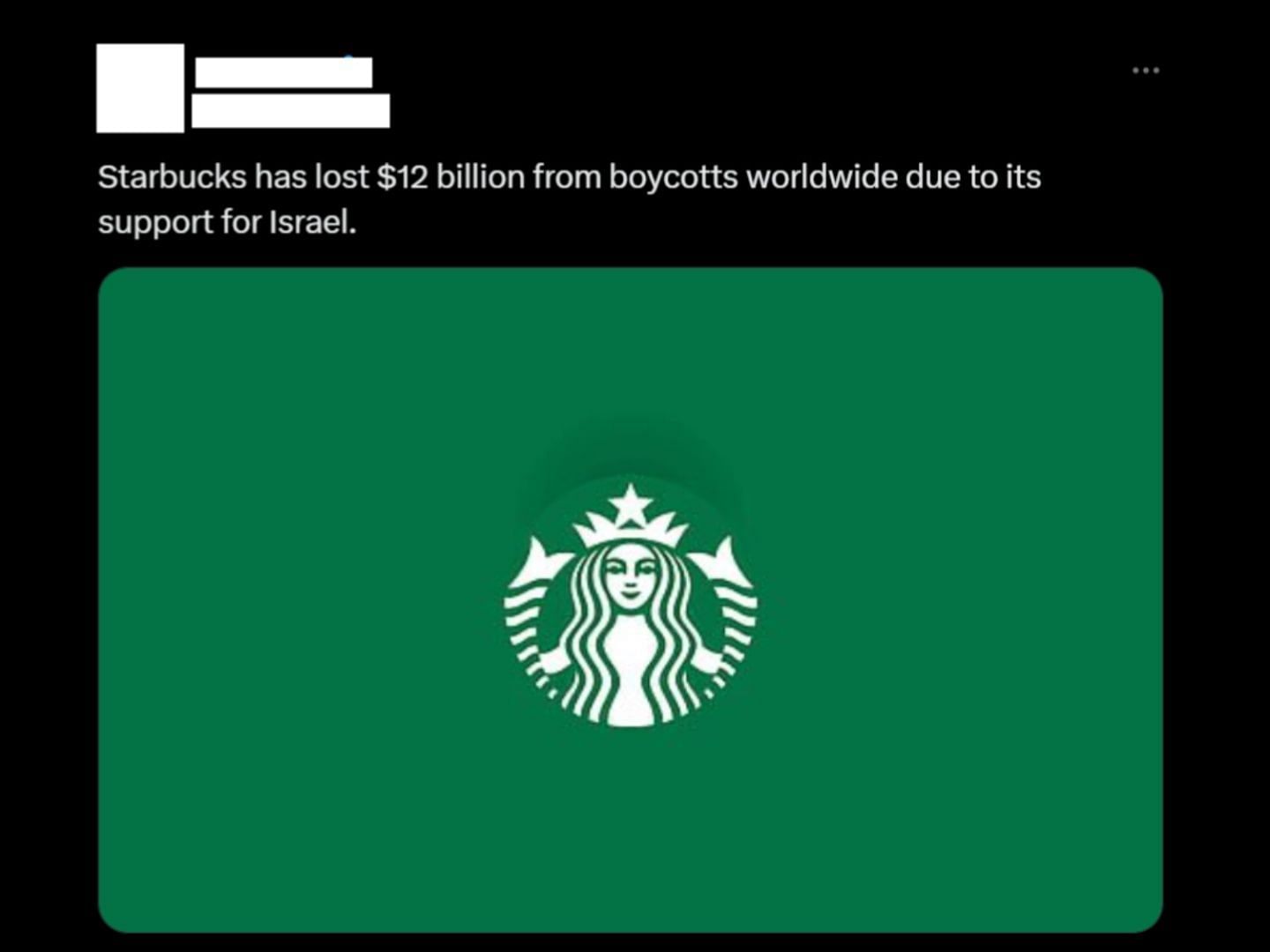 Viral tweet claims the coffeehouse chain lost $12 billion amid boycott calls. (Image via X/@ThePopTingz)