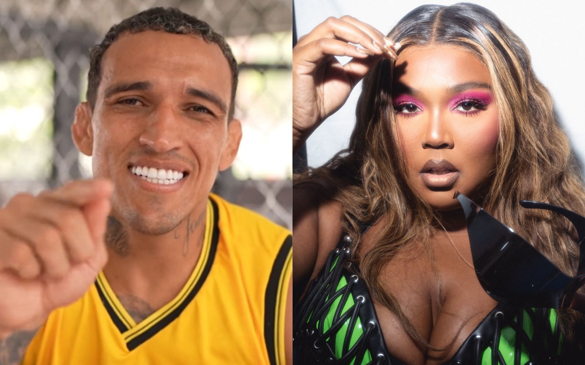 Charles Oliveira [Left] was recently the focus of a dating rumor with Lizzo [Right] [Image courtesy: @ufc and @lizzo - X]
