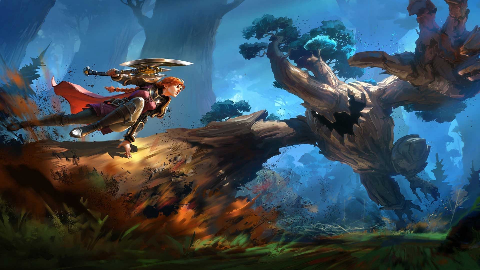 Player battling a tree monster in Albion Online