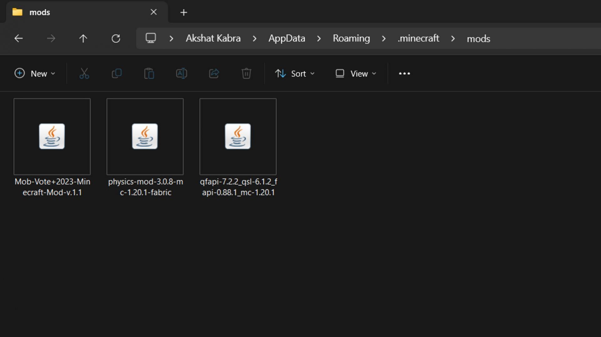Le dossier mods se trouve dans le répertoire principal de Minecraft Java Edition (Image via Sportskeeda)