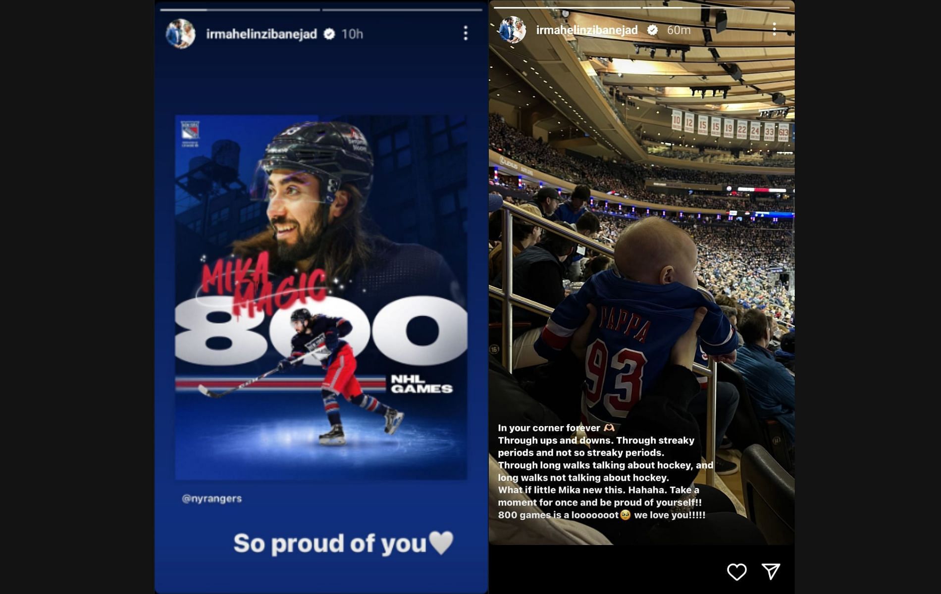 Irma Helin Zibanejad&#039;s Instagram story