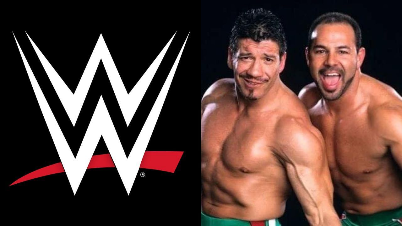 WWE logo (left) and Eddie &amp; Chavo Guerrero (right)