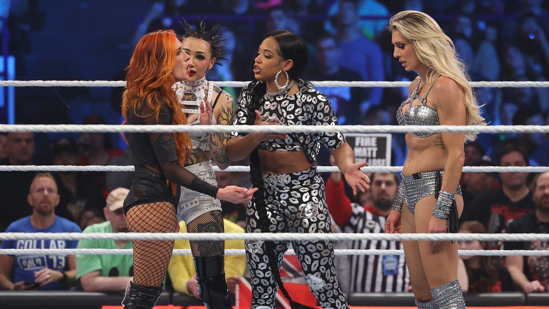 Becky Lynch, Shotzi, Bianca Belair, and Charlotte Flair (left to right)